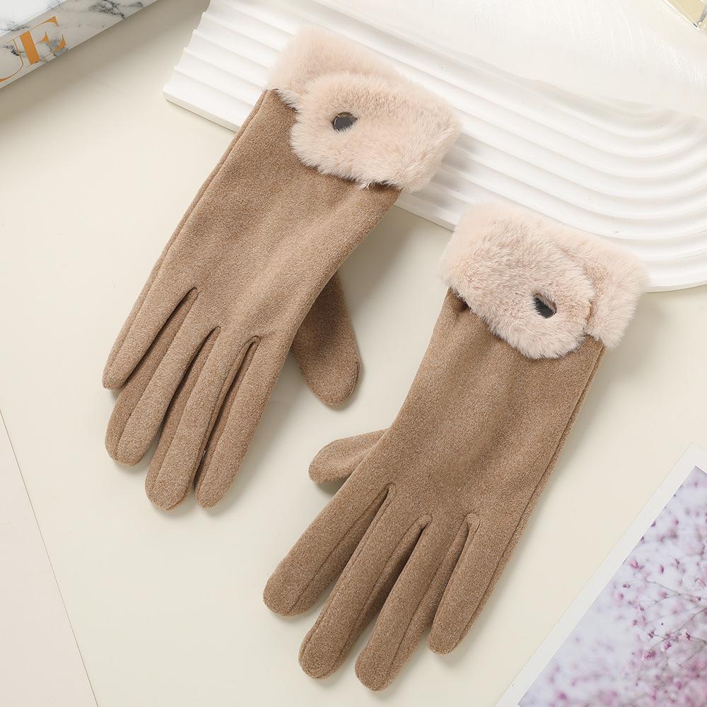 Women's Cute Bow Touchscreen Gloves for Autumn & Winter - Warm, Thickened Velvet, Cold-Proof for Outdoor Cycling