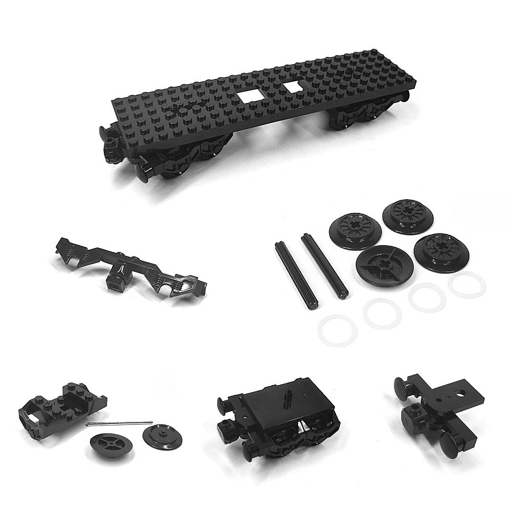 City Train Building Blocks DIY Modified Accessories, Creative MOC Assembly Track Train Carriage Expansion Set, Base, Wheel Parts