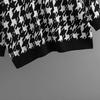 Autumn/Winter 2023 Women's Houndstooth Knit Pullover: Plus Size, Loose Fit, Round Neck Sweater.