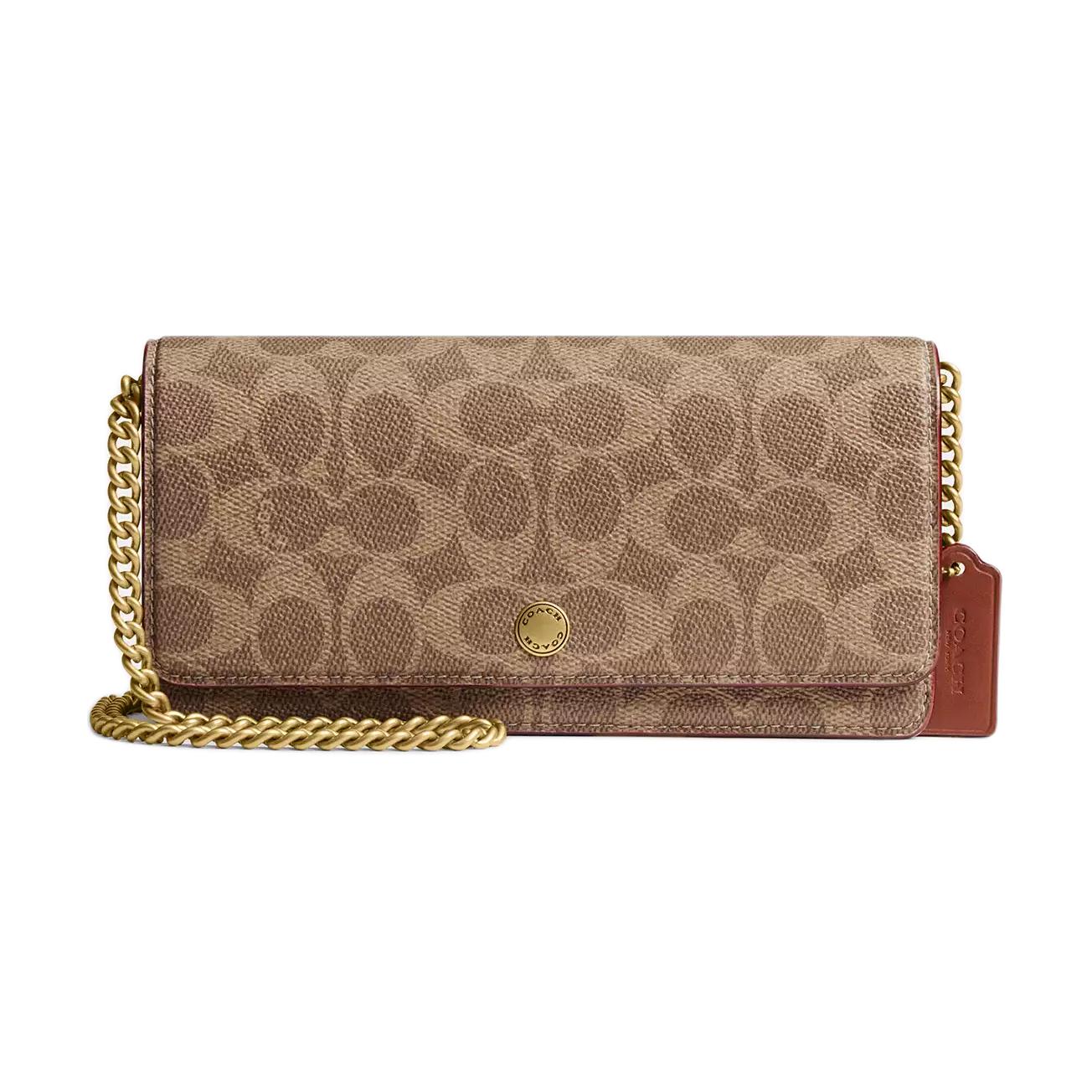 

Новый кошелек COACH из канвы с покрытием, с трубами, женский, коричневый с карамельным, CZ482-B4XHG 20.6*4.1*9.9CM
