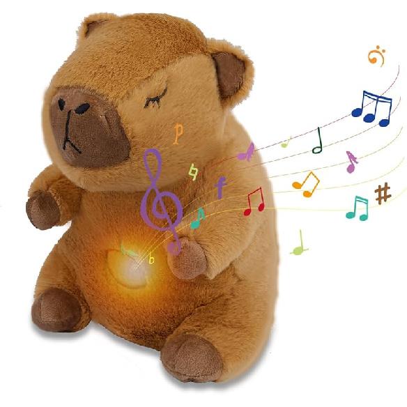 Breathing Stuffed Animal Capybara Plush, Soothe Snuggle Capybara Stuffed Animals for Kids Babies, Cute Sleeping Plushie with Realistic Breathing and