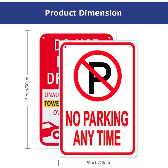 2 Pack No Parking Signs Do Not Block Driveway Signs,Unauthorized Vehicles Towed Away At Vehicle Owner's Expense Sign Easy To Tall and Read,