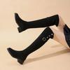 Retro Knee Boots Women's Small 2025 Autumn and Winter New Thick-soled Thin Elastic Boots Women's Suede High Boots