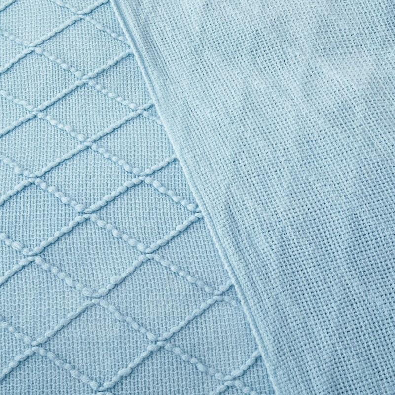 Nordic Textured Knitted Blankets Bed Decor Drop Ship Shawl Sofa TV Blanket with Tassels Scarf Sofa Farmhouse Blue Throw Blanket