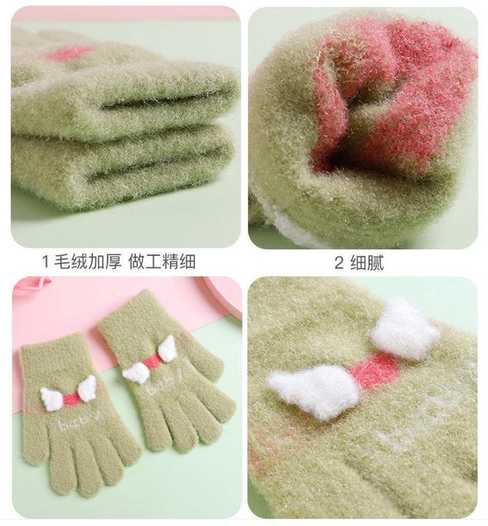VIISEN Popular Design for Girls Ages Cute and Perfect for Winter and Cycling Ages Kids' Gloves, Five-Finger 2-6, Warm, Outings, School, (Pink, 3-6)