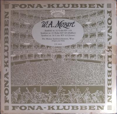 LP Record W.A. MOZART PRO MUSICA SYMFONIORKE Symfoni Nr. 32 Symfoni Nr. 35 S CX10820 FONA KLUBBEN Denmark Classical Used