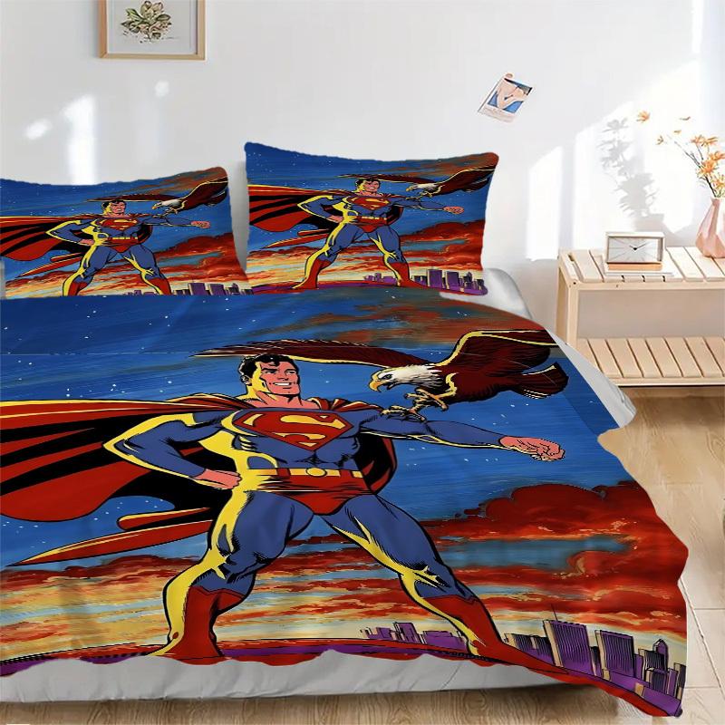 

3pcs Superman Duvet Cover Set (1 Duvet Cover + 2 Pillowcases, No Core) - Comfortable, And Breathable Bedroom Decoration yy251104083 135x200cm