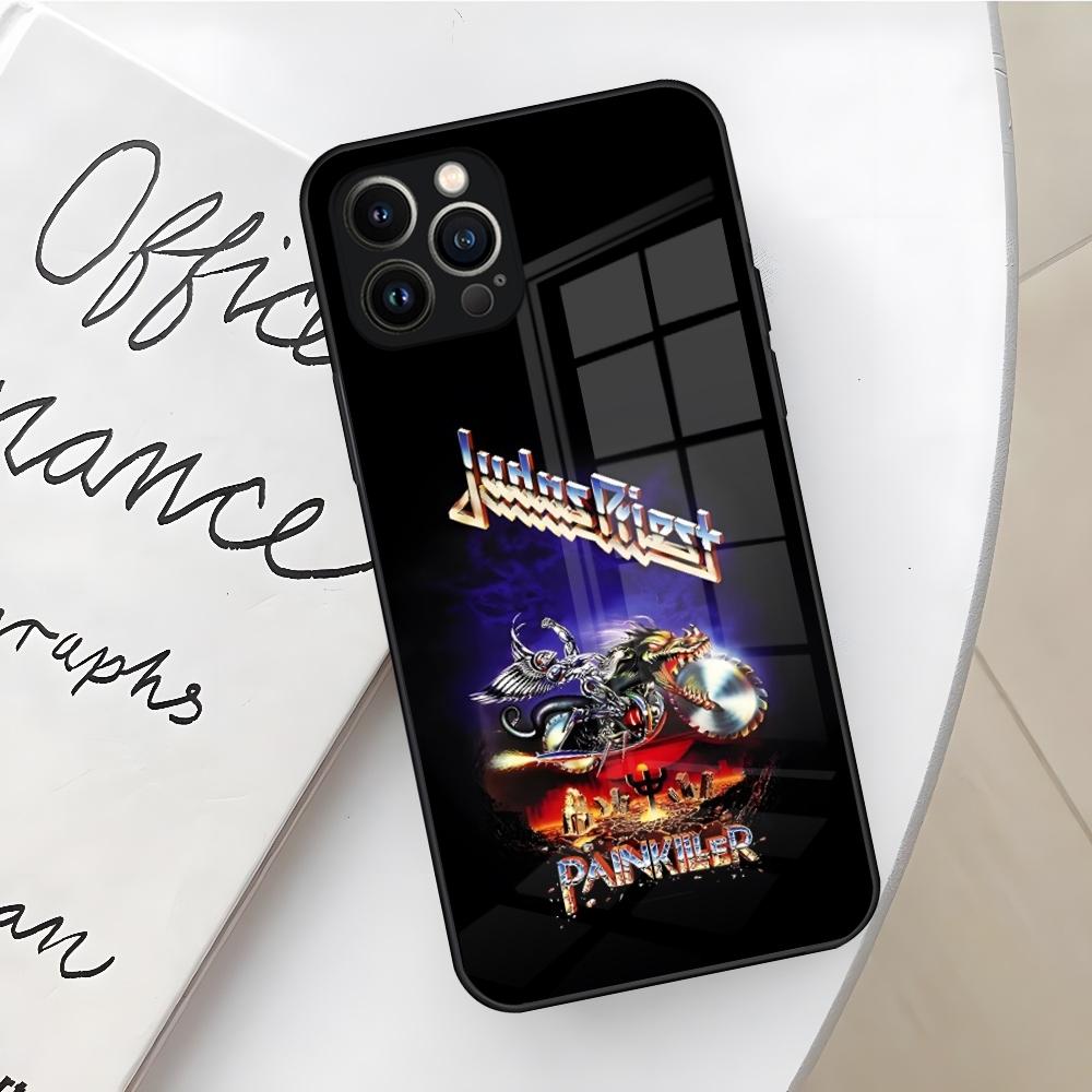 Rock Band J-Judas Priest Handyhülle für iPhone 16 15 14 12 11 13 Pro Max Mini X Xr Xs Se 8 Puls Glas Hülle