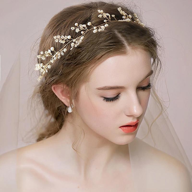 1PC Leaf Headband Simplicity Alloy Elegant Accessories Gift Headband Wedding Bead Bride Handmade