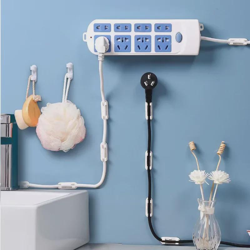 Large Punch-Free Self-Adhesive Wire Holder Clip for Storage and Organization