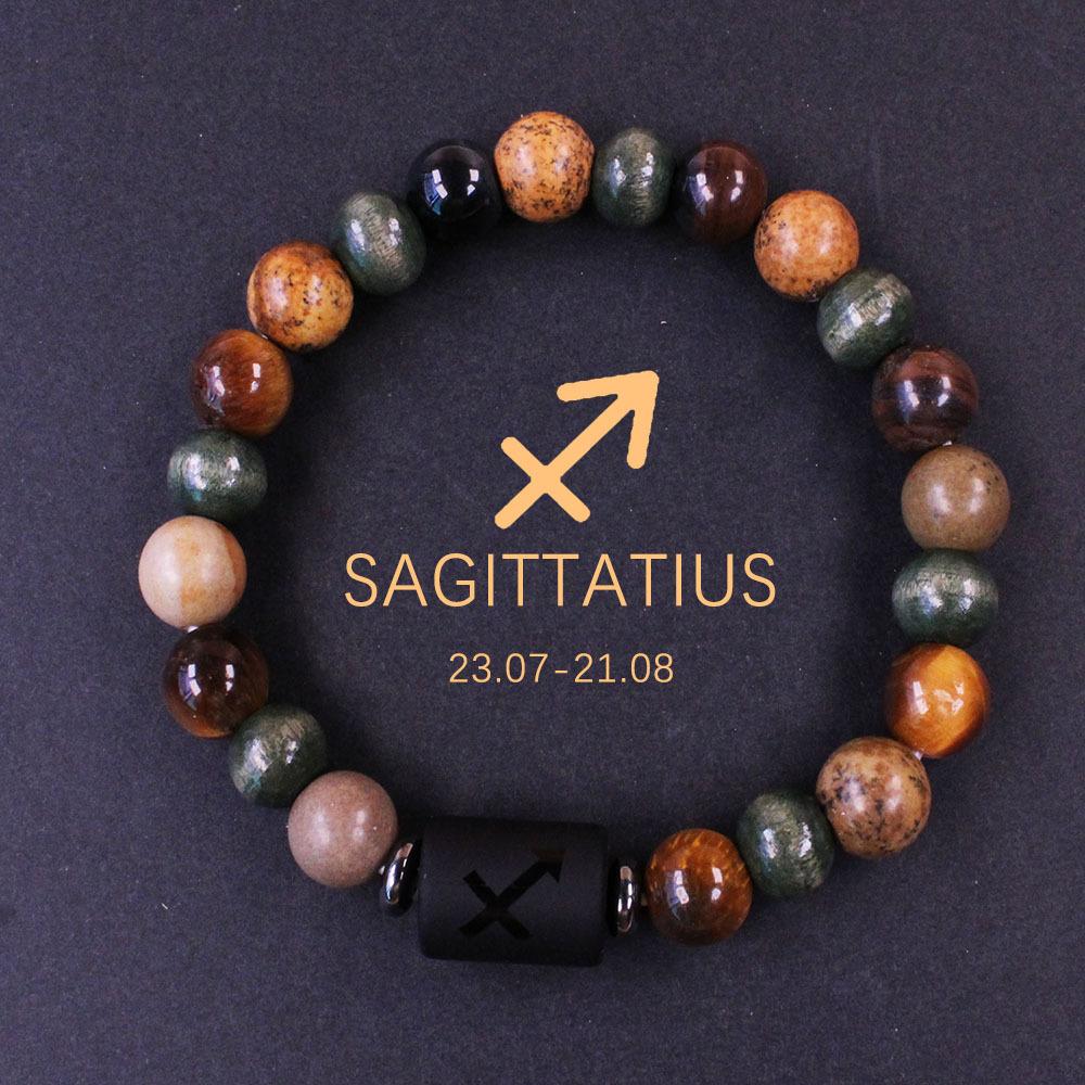 1PC Cosmic Planet Beaded Twelve Constellation Bracelet, Black Stone Twelve Constellation Beaded Bracelet