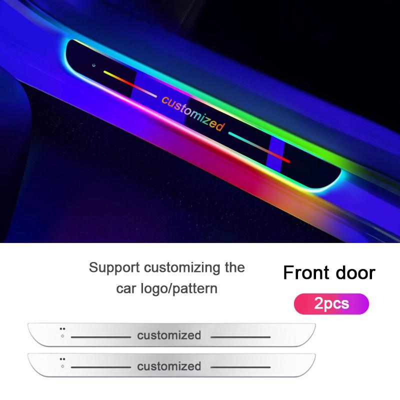4pcs Customized Car Glows Welcome Door Sill Strip Light Threshold Lamp Welcome Scuff Plate Pedal Light Ambient Light Illuminated