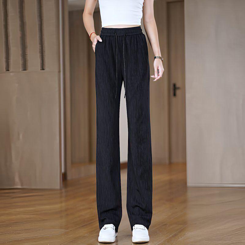 

Summer 2025 High-Waisted Silk Print Wide-Leg Pants for Women 4XL
