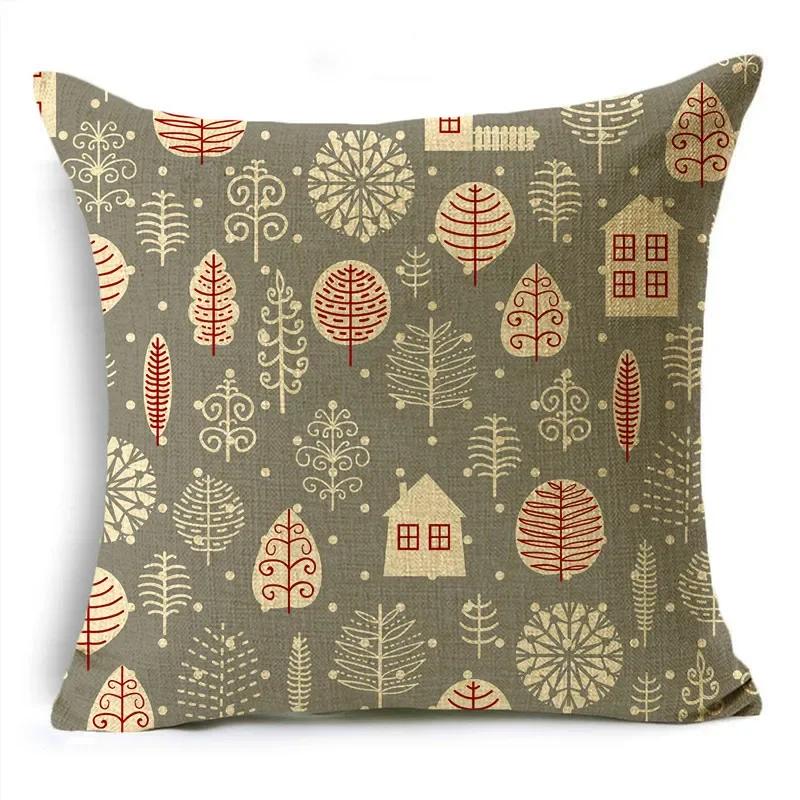 Frohe Weihnachten Pflanzen-Serie Kissenbezüge 40/45/50cm Santa Rentier Schneeflocken Kissenbezug für Sofa Couch Heimdeko