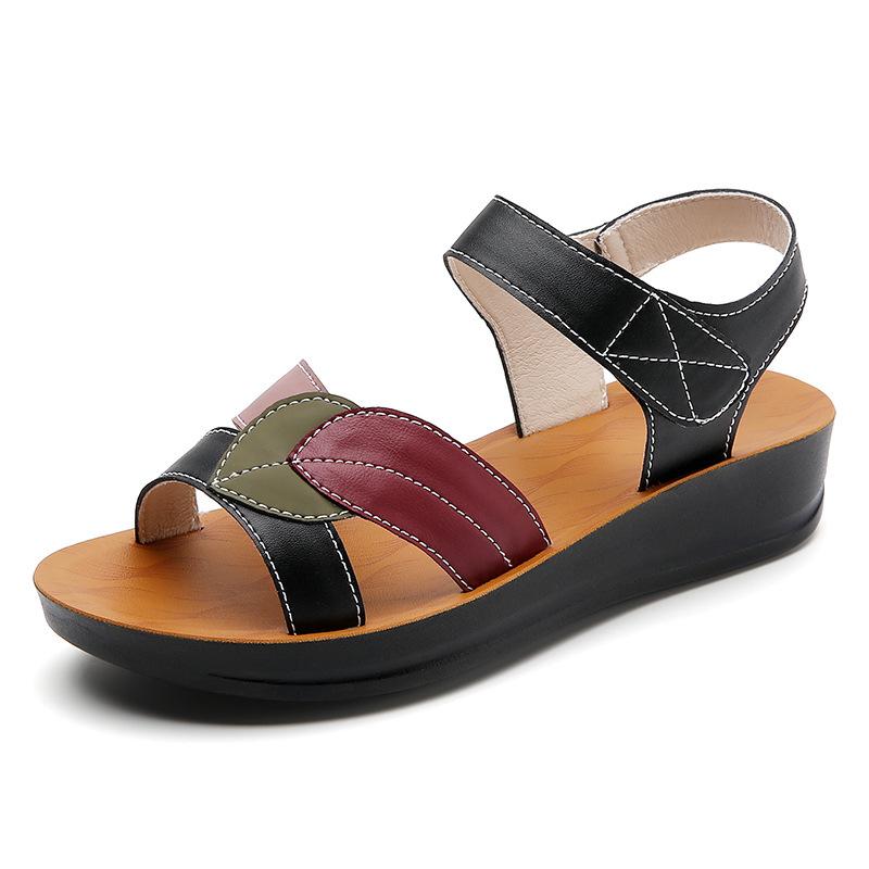 

Aihuier s new soft-soled comfortable sandals, leaves, middle-aged and elderly mothers, women s sandals 2025 direct sales 43 чёрный