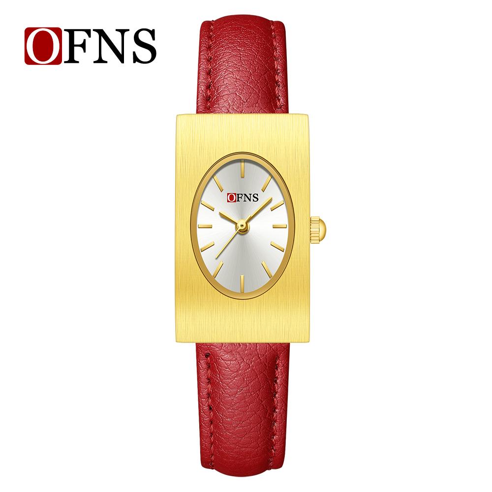 New Fashion Ofns Top Brand 1547 Exquisite Business Women's Quartz Watch Simple Rectangular Retro Light Luxury Niche Alloy