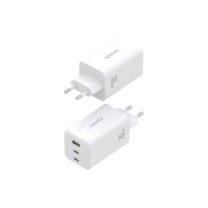 Cargador GaN AISENS ASCH-100W3P051-W 100W 2x USB-C PD/QC 1x USB-A QC Blanco