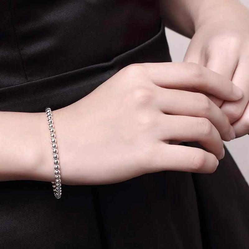 Christmas Gifts Charm Bracelet 4MM Beads Chain for Woman Popular Jewelry Fashion Wedding Party