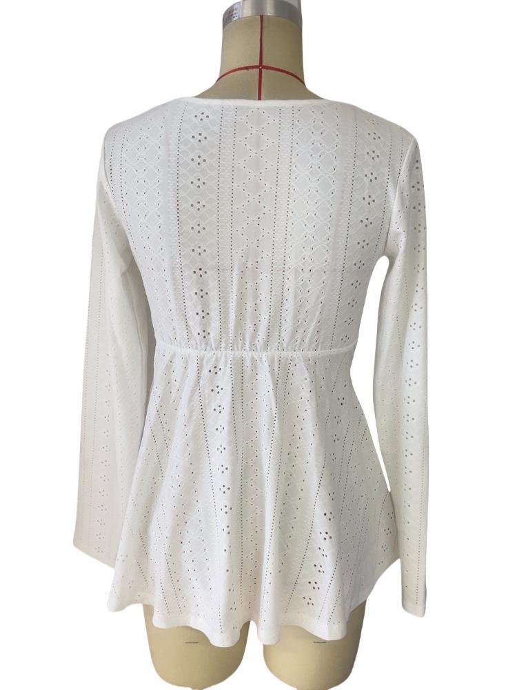 Spring Elegant Women Solid Color V-Neck Splicing Lace Long Sleeve T-Shirt Top Women Versatile Closet Essential Fashion Items Shirt