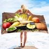 Microfiber Lightweight Beach Towel,Fast Dry Super Absorbent Beach Towels for Adults and Kids,Food Printed Pool Towels Sand Proof