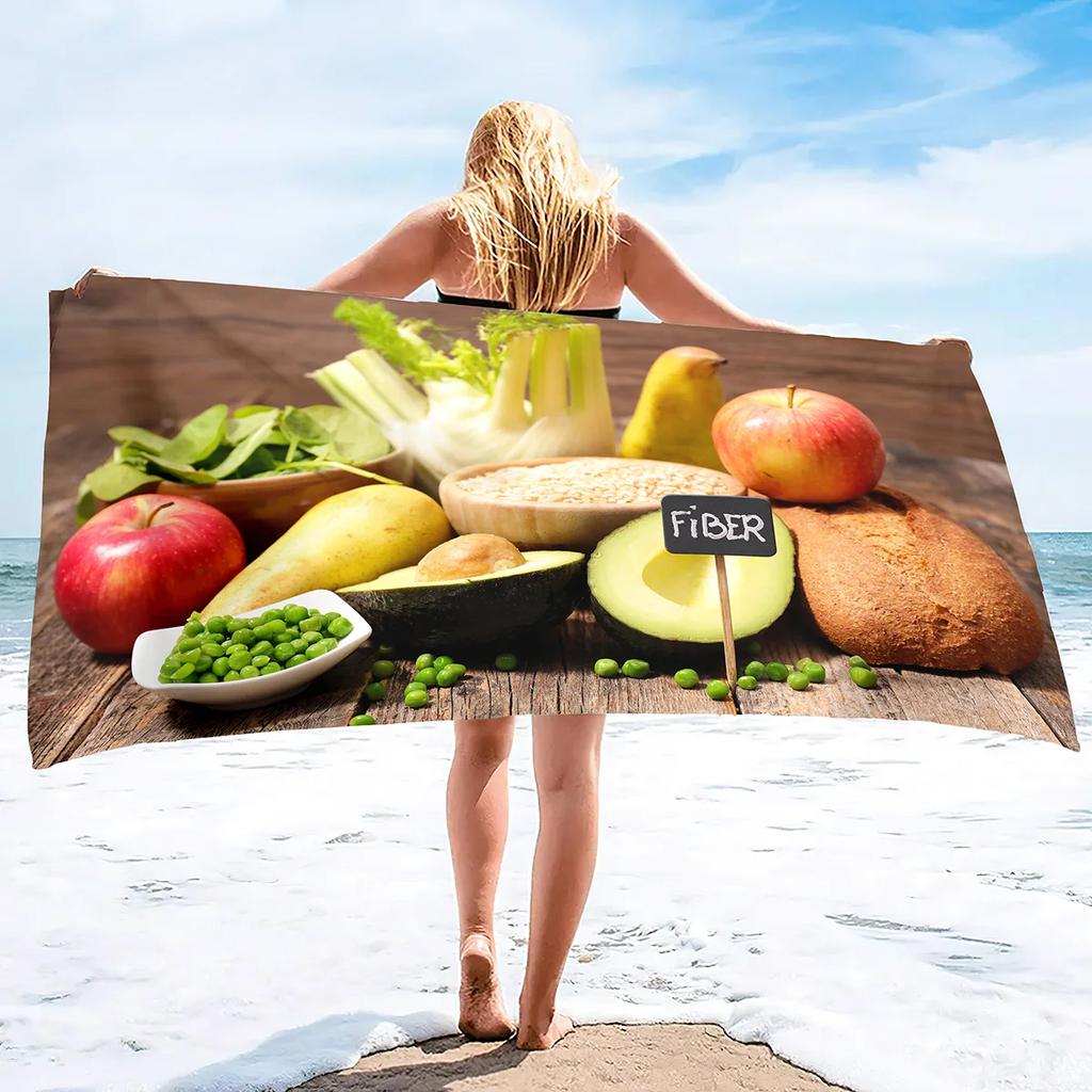 Microfiber Lightweight Beach Towel,Fast Dry Super Absorbent Beach Towels for Adults and Kids,Food Printed Pool Towels Sand Proof