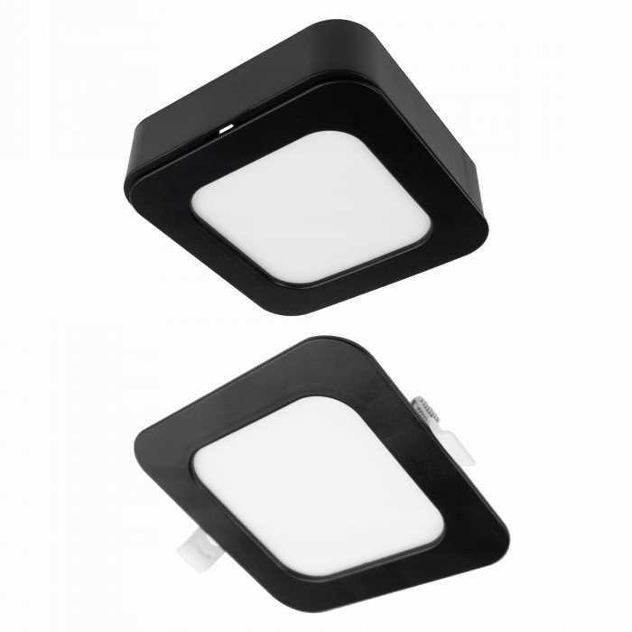 Downlight Kwadrat Oczko Sufitowe Oprawa Sufitowa 6W Cct 2W1 Czarny Nt/Pt