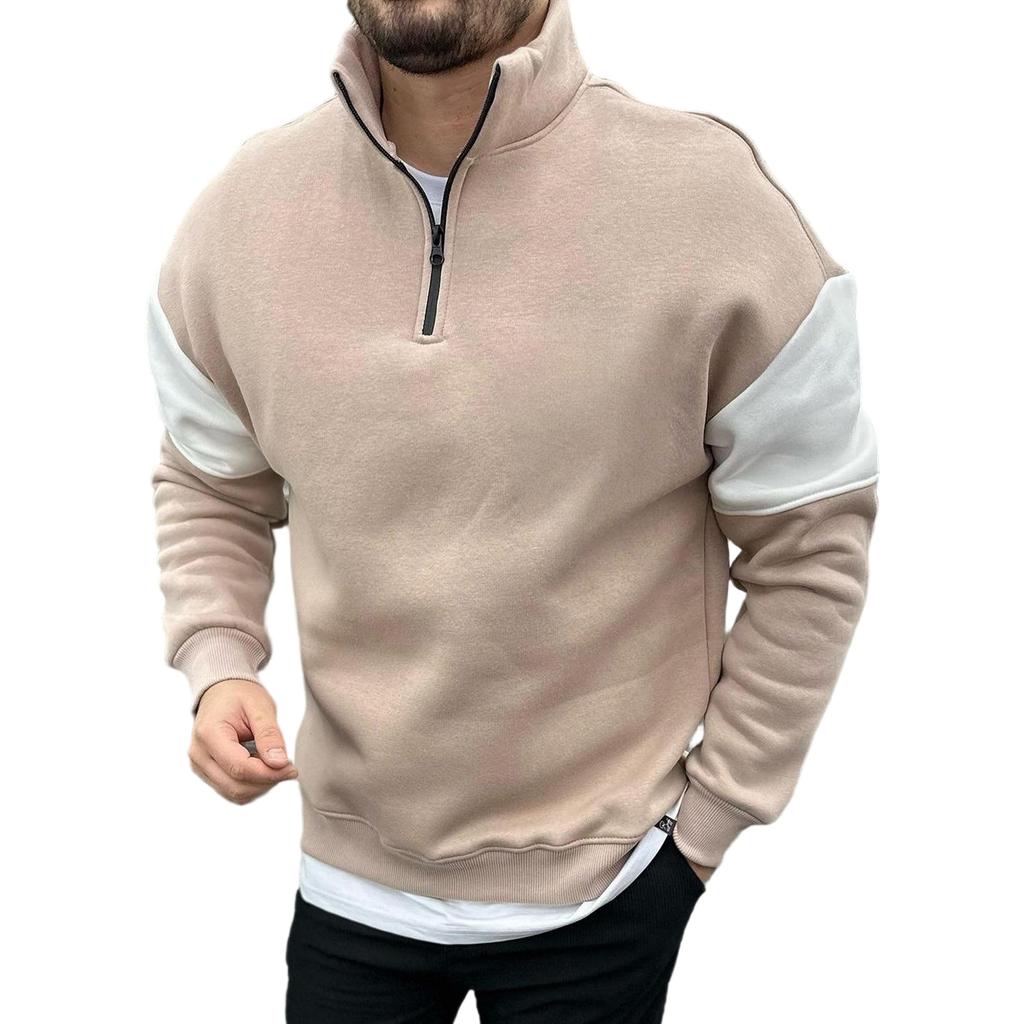 Mens Pullover Zip Lightweight Mock Neck Sweatshirt Fashion Long Sleeve Sweater Wniter Clothes