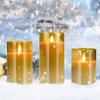 Golden Simulation Swing Flame LED Electronic Candle Three Piece Set Restaurant Bar Wedding Decorations