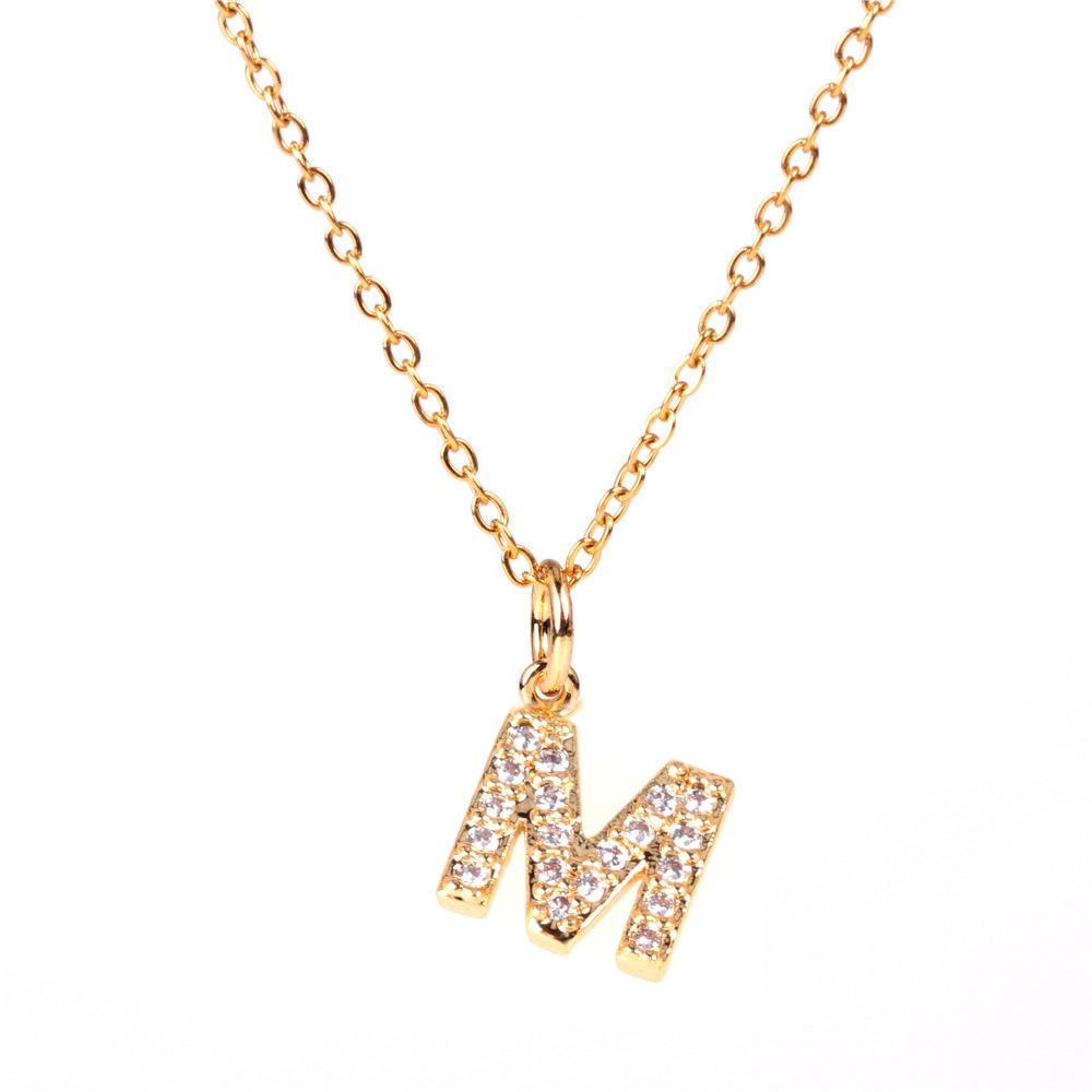 New Diamond Clavicle Necklace with 26 Alphabet Pendants - Stylish European and American Jewelry