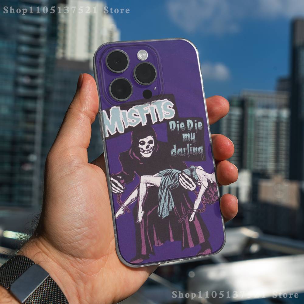 M-Misfits Rock Phone Case For iPhone 17,16,15,14,13,12,11 Pro,Max,Plus,XR,Mini,E Clear Full-coverage Soft Cover