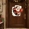 Decorative Window Film Christmas Santa Wall Stickers, 3D Claus Reindeer Break-Through Self-Adhesive Seasonal Decor Decal, Removable Stickers