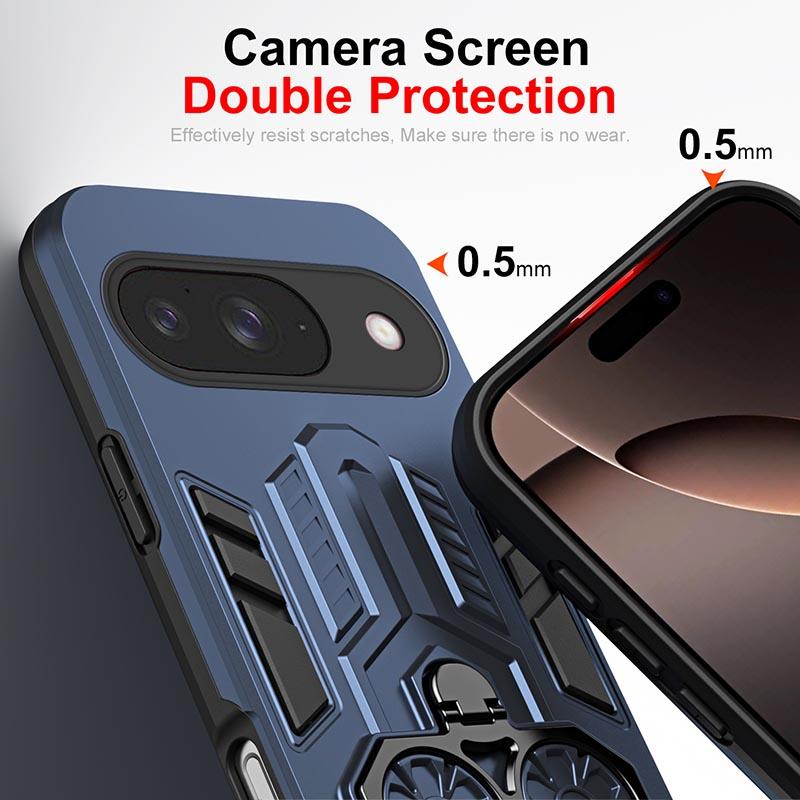 Shockproof Armor Case For Google Pixel 10 Pro 5G Dual Finger Ring Rotate Metal Bracket Stand Holder Cover