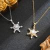 Cross-Border European & American Pearl Snowflake Titanium Steel Necklace: Women's Clavicle Chain with Niche Design