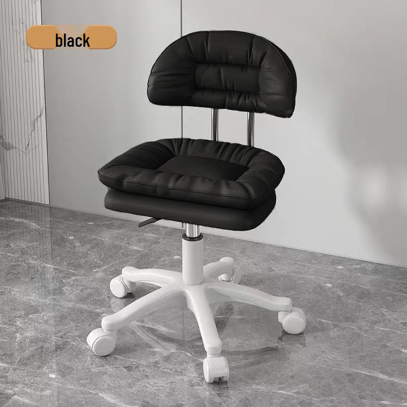 Modern Minimalist Adjustable Beauty Stool with Casters and Backrest