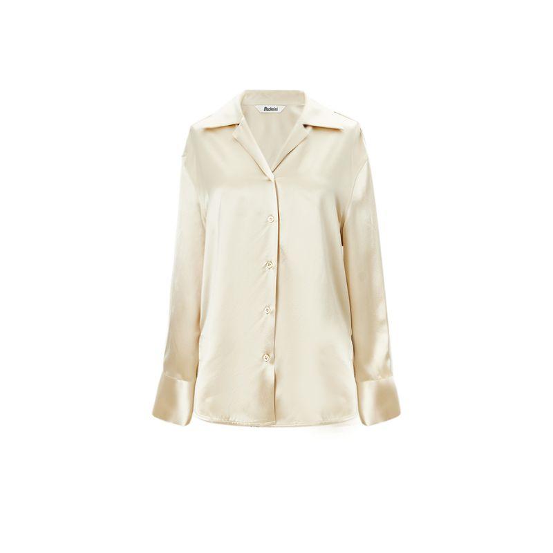 

Blacknini Yin Huafu/ Jing Luxury Silk Satin 40 M Grade 6A Bai% Mulberry Silk Soft Shirt/Sling Champagne-Suit(Shirt + suspenders) XL