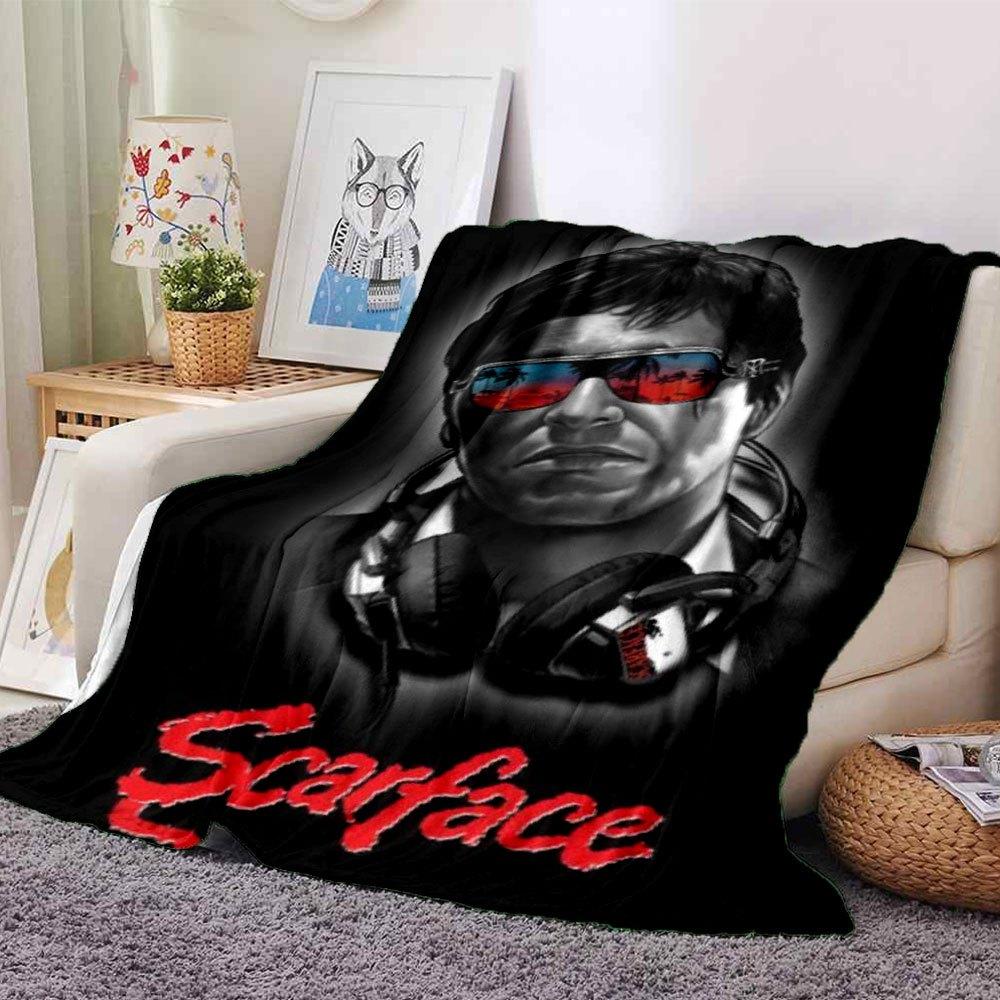 1pc Scarface-Inspired Flannel Blanket - Soft Cozy All-Season Throw for Bedroom, Sofa, Camping, Travel - Perfect Gift for Movie FansB76