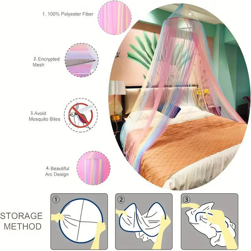 Colorful Dome Mosquito Net: Indoor Ceiling-Mounted, No-Installation, Double Bed Princess Encrypted Mesh