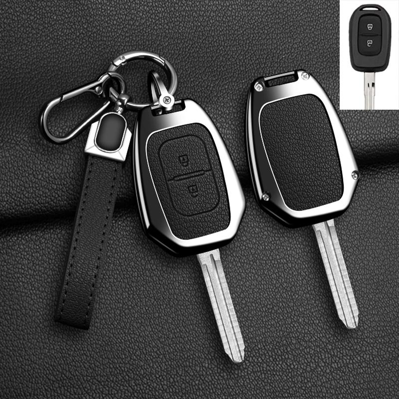 For Renault Kwid Traffic Symbol For Dacia Sandero Logan Duster - Zinc Alloy Leather Car Key Case Cover Auto Accessories