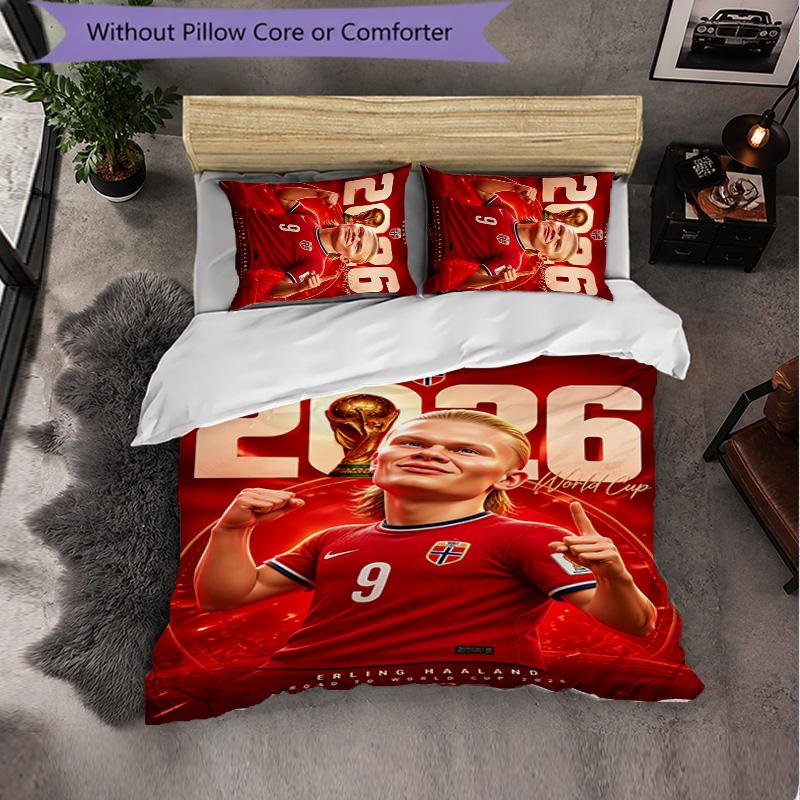 Biancheria da Letto a Tema Erling Haaland Set 3 Pezzi Copripiumino Biancheria da Letto Decorativa Per Stanza Adolescenti Decorazione Casa