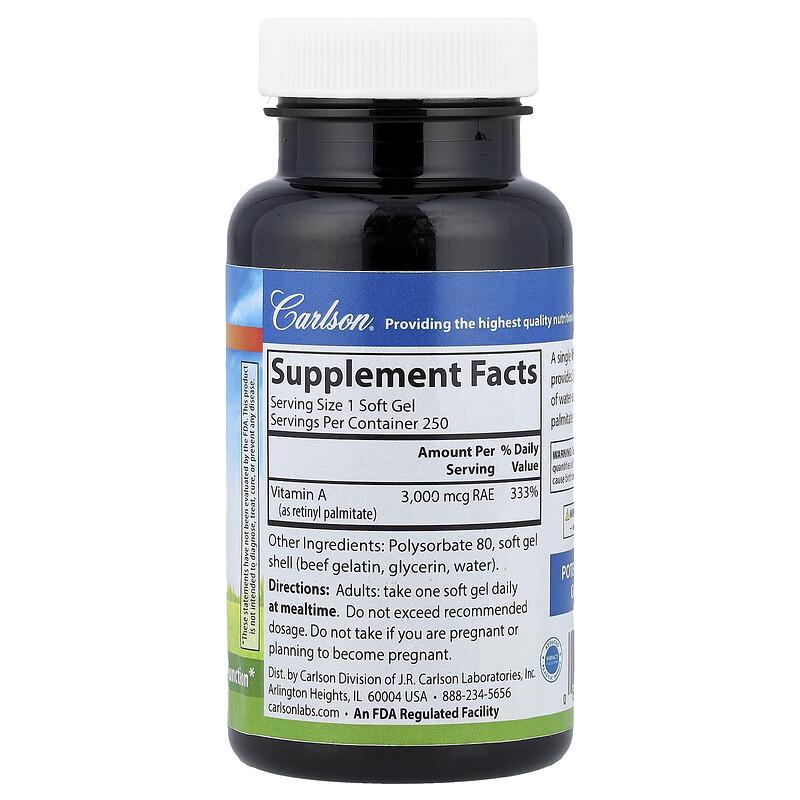 Vitamin A, 3,000 Mcg RAE (10,000 IU), 250 Soft Gels