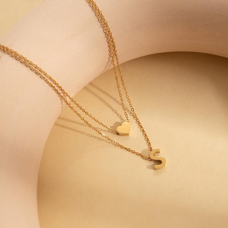 European & American Titanium Steel Letter Necklace for Women - High-End Luxury Clavicle Chain, Colorfast Stainless Steel Jewelry