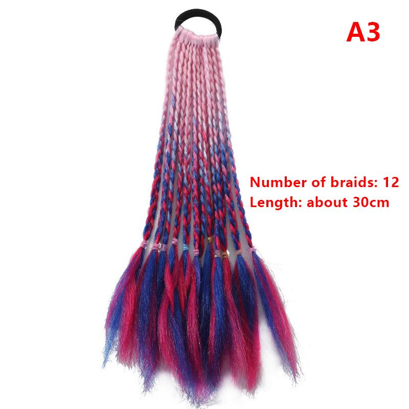 Children'S Wig Ponytail Dirty Braid Ponytail Hair Loop Short Three Braid Ponytai
