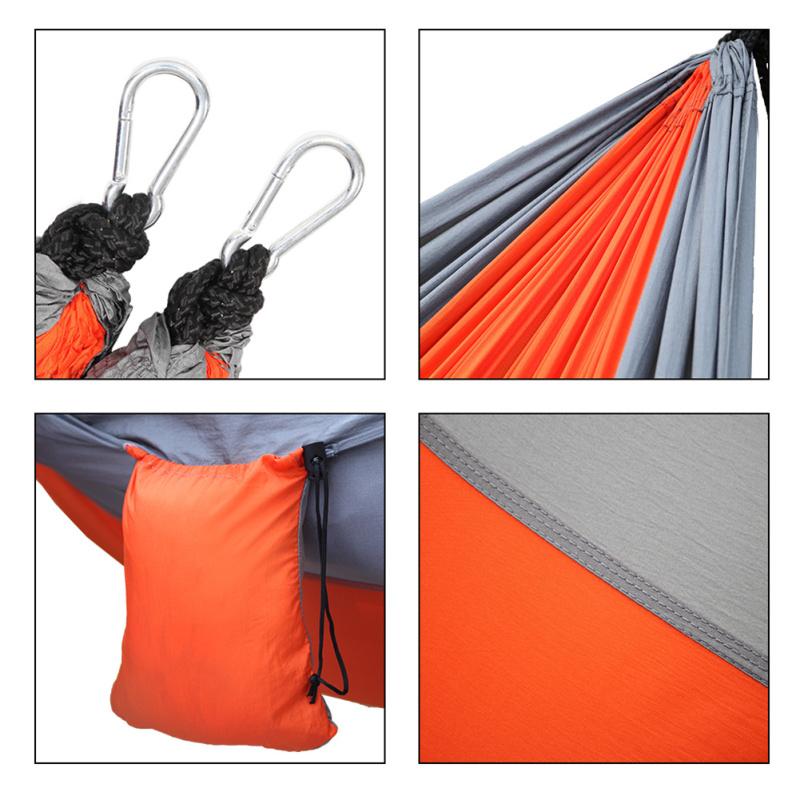 Cheap Outdoor Camping Hammock Contrast Color Nylon Parachute Fabric Doublelayer Sleep Hammock