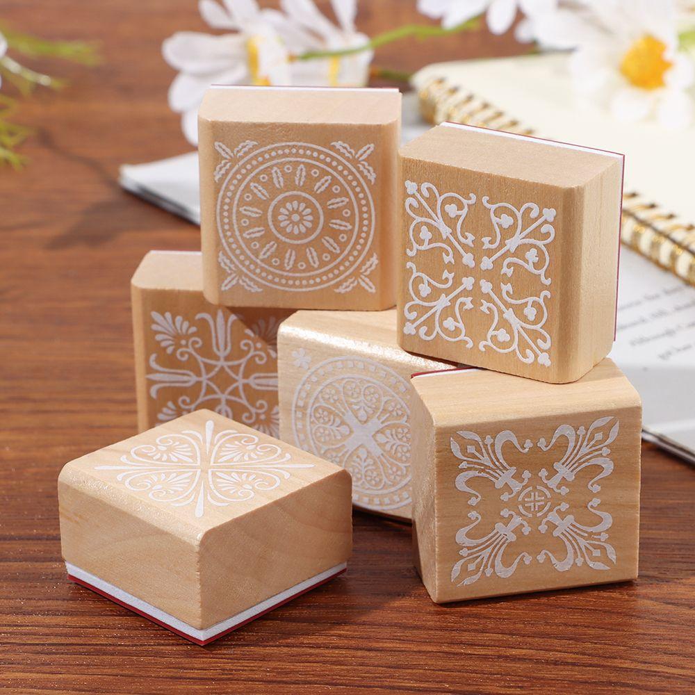 

New Vintage Stamping Scrapbooking Wooden Rubber Square Floral Stamps style 6