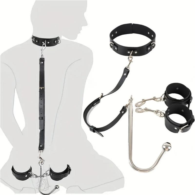 Metal Anal Hook & Slave Collar Set – Forced Bondage Kit for Master/Slave Obedience Games
