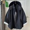 Fashionable Oversized Vintage Cloak Design Hooded Windbreaker Women's Spring Autumn Outerwear Casual Loose Fit Stylish Coat