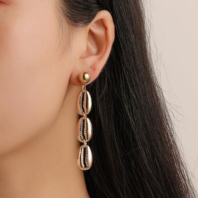 Fashion Simple Metal Wild Earrings Tassel Shell Earrings National Style Personality Earrings ADM