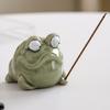 Light Green Ceramics Frogs Miniature Statue Incenses Stick Holder Funny Animal Incenses Burners Tabletop Decors Gift