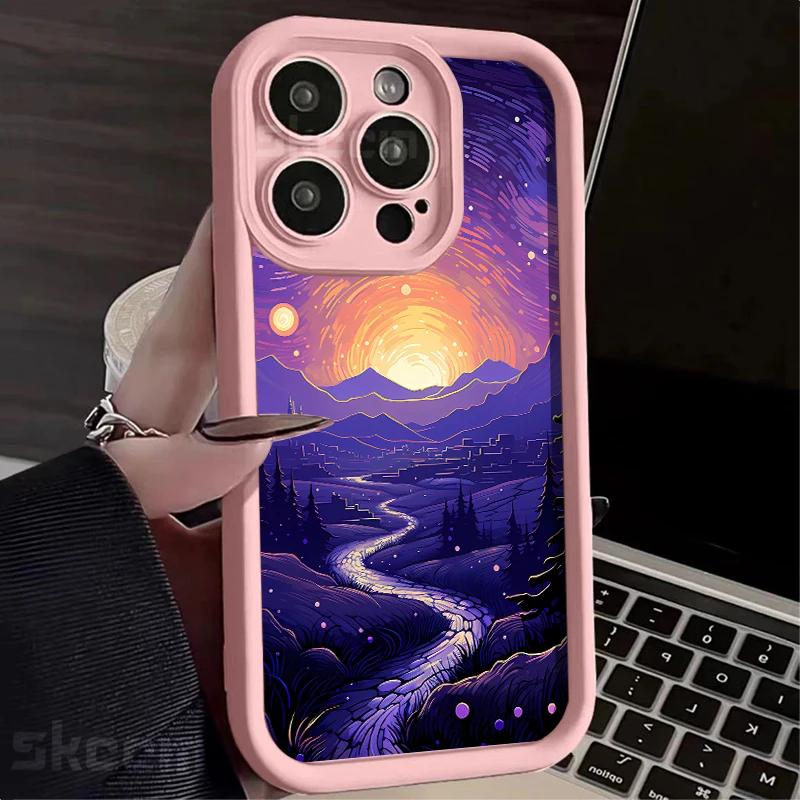 VanGogh Oil Painting Starry Sky Phone Case For iPhone 16 Pro Max 15 14 13 12 11 Pro Max XS X XR 7 8 Plus Shockproof Cover