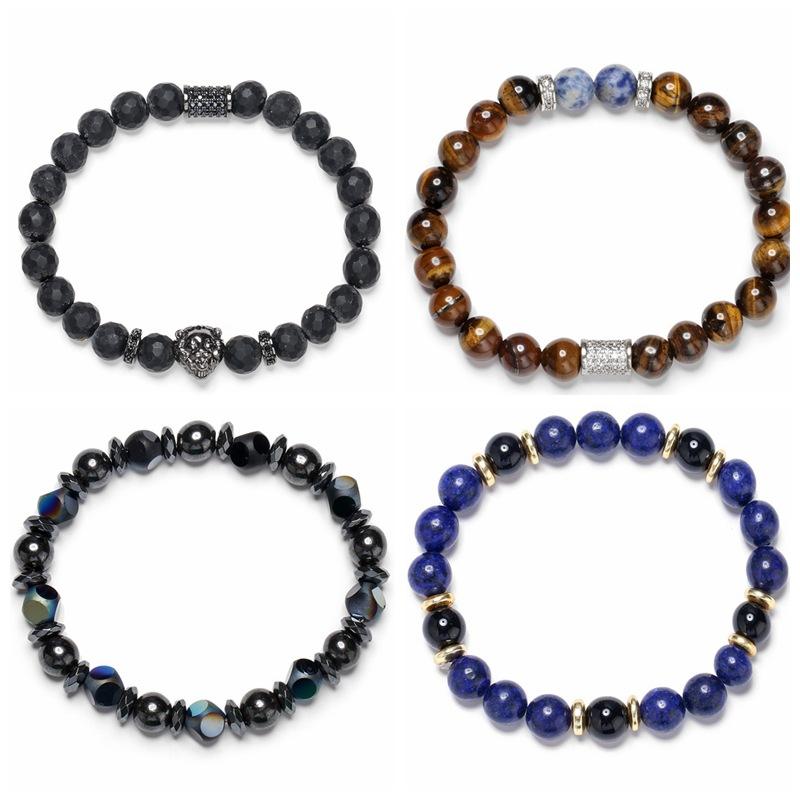 Natural Stone Beads Bracelet Bracelet for Couples Crystal Quartz Agate Gem Beads Matching Friendship Jewelry for Men and Women